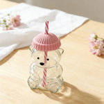 Load image into Gallery viewer, Sale 🐻 Adorable Bear-Shaped Glass Sipper Cup with Unique Car Cup Holder 💕
