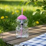 Load image into Gallery viewer, Sale 🐻 Adorable Bear-Shaped Glass Sipper Cup with Unique Car Cup Holder 💕
