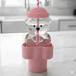 Load image into Gallery viewer, Sale 🐻 Adorable Bear-Shaped Glass Sipper Cup with Unique Car Cup Holder 💕
