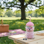 Load image into Gallery viewer, Sale 🐻 Adorable Bear-Shaped Glass Sipper Cup with Unique Car Cup Holder 💕
